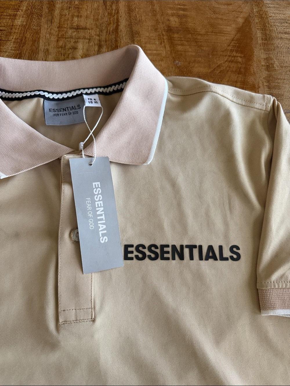 ESSENTIALS Men’s Light Beige Polo with Contrast Trim - Picture 2 of 5